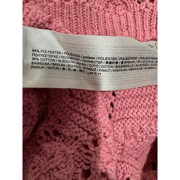 MANGO NWT Open Crochet Knit Halter Neck Pink Maxi Dress Size 8 - Picture 10 of 10